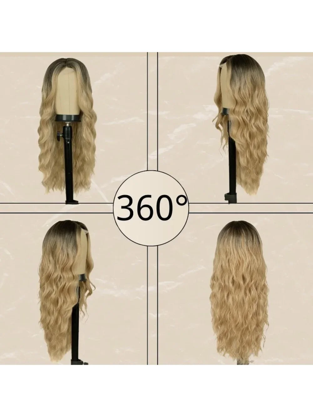 Women's Omber Blonde 26 Inch Charming Middle Part Heat Resistant Fiber Wigs